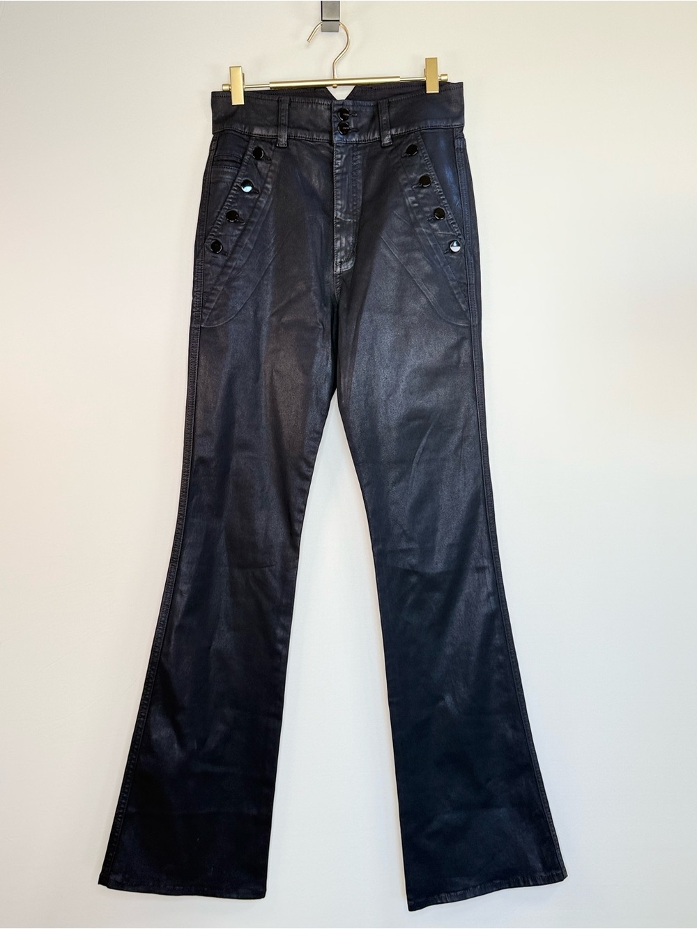 Joe's Jeans Georgia Coated Black Boot Cut Jeans 27 NWOT - Picture 8 of 12